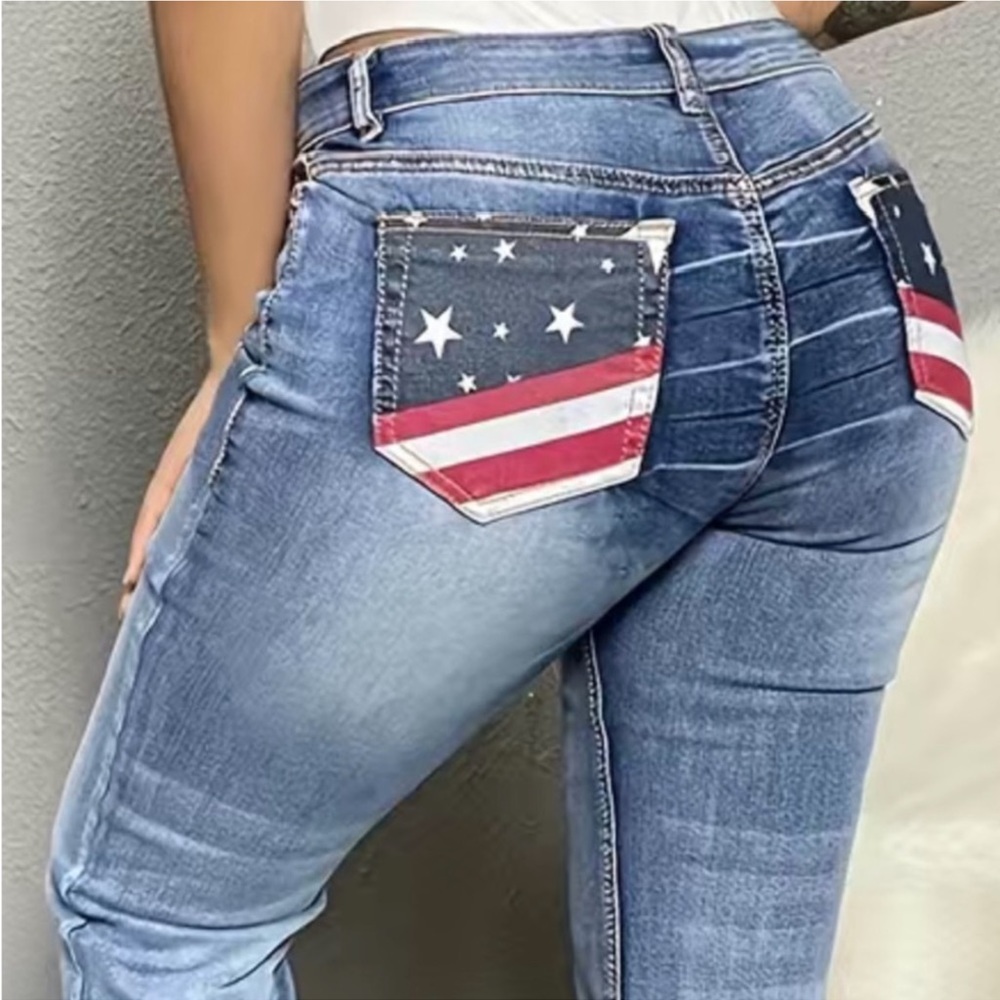 NEW (XL 12) AMERICAN FLAG POCKET JEANS